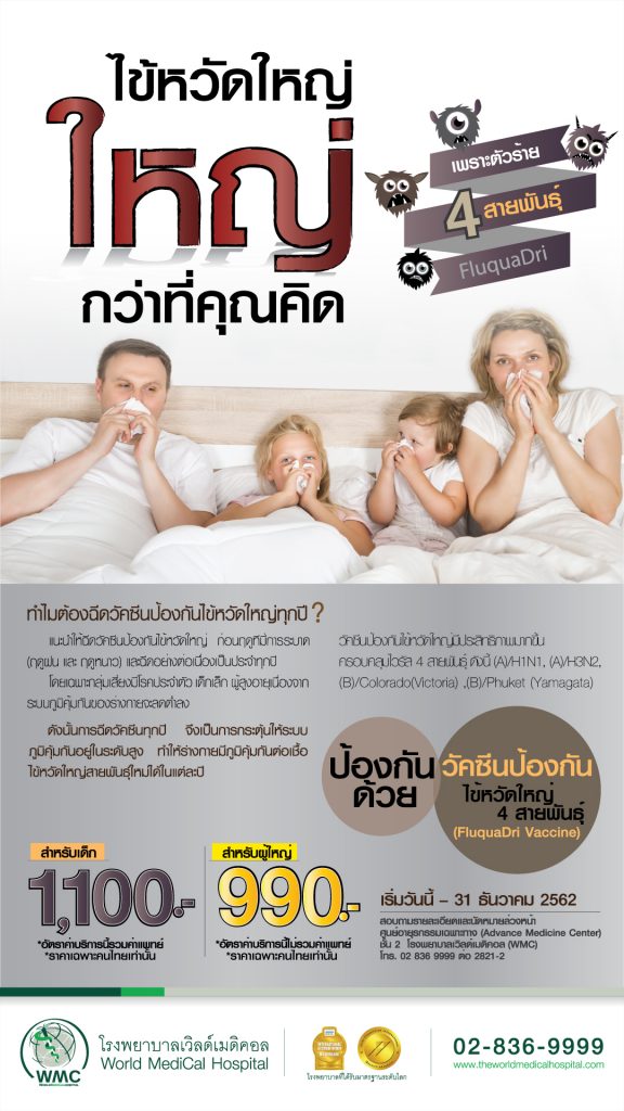 ราคาวัคซีนไข้หวัดใหญ่ 2562