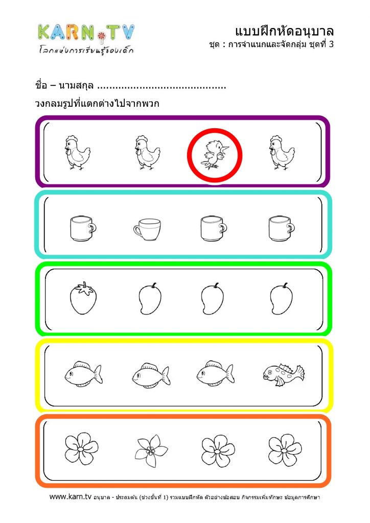 ใบงานอนุบาล