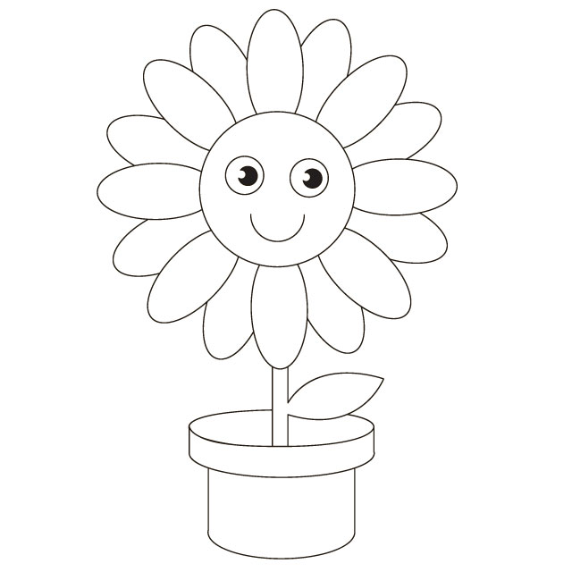 Pot flower cartoon